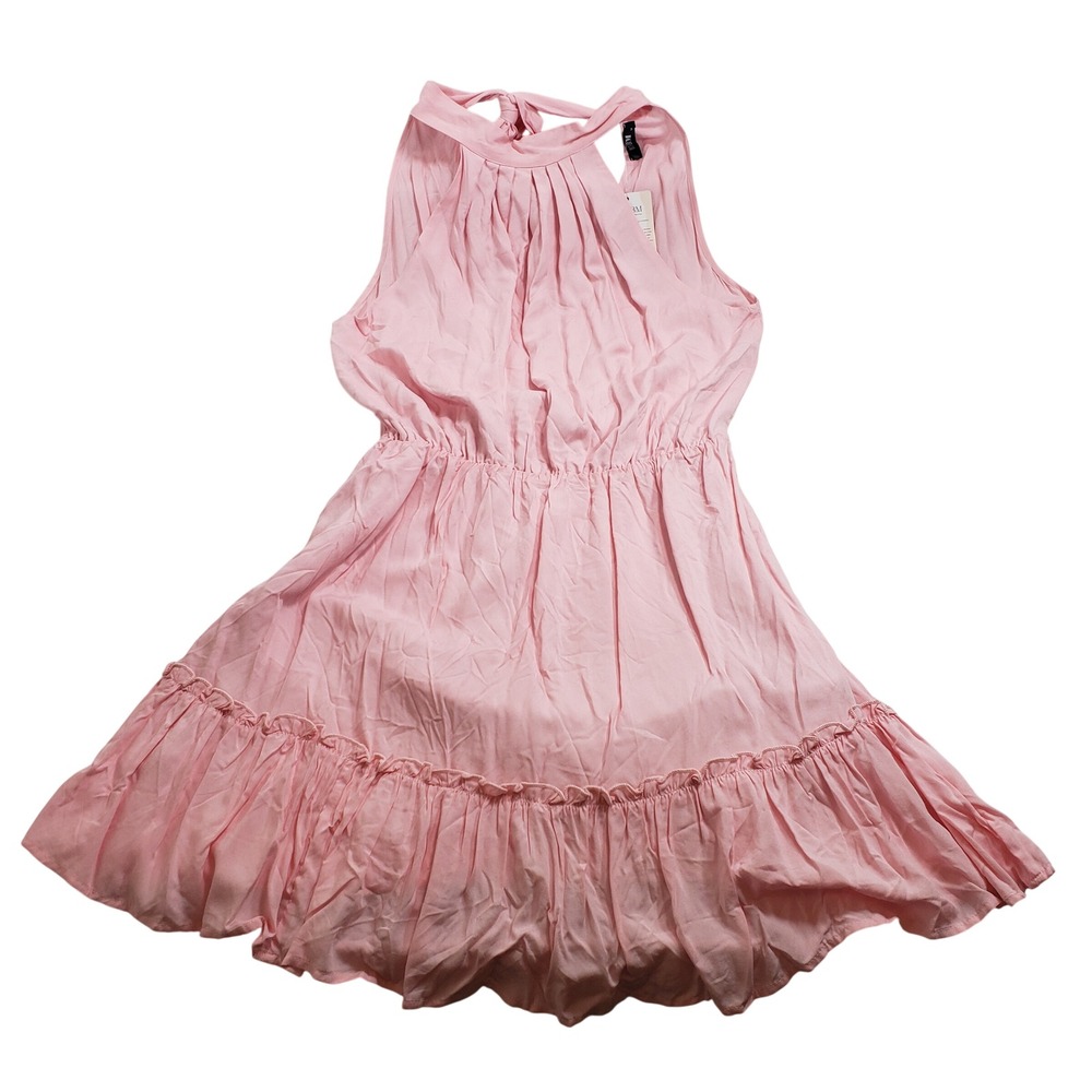 BTFBM Womens Halter Neck Ruffle Mini Dress Size M Pink - Picture 8 of 10